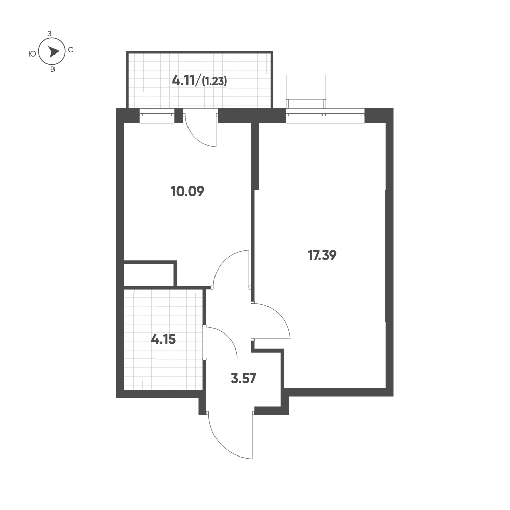 1-комнатная квартира, 36,31 м² в ЖК Кленовая аллея, планировка 1