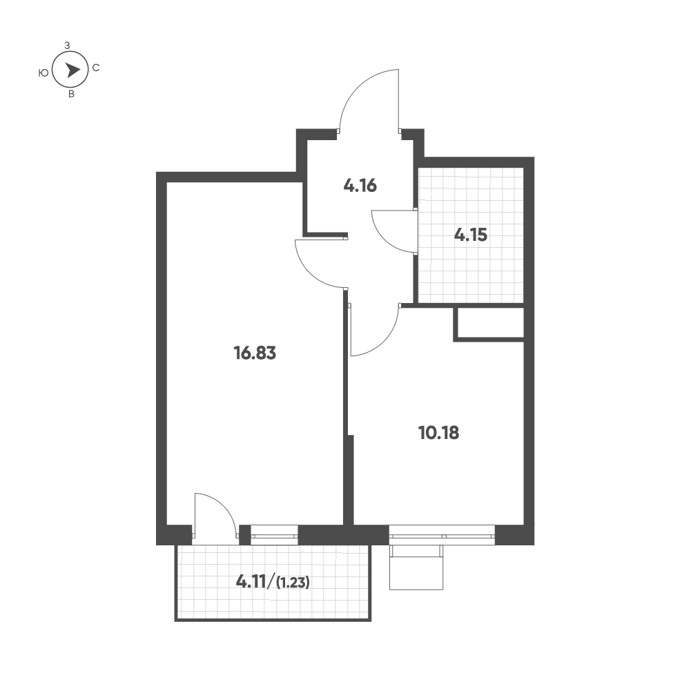 1-комнатная квартира, 36,67 м² в ЖК Кленовая аллея, планировка 1